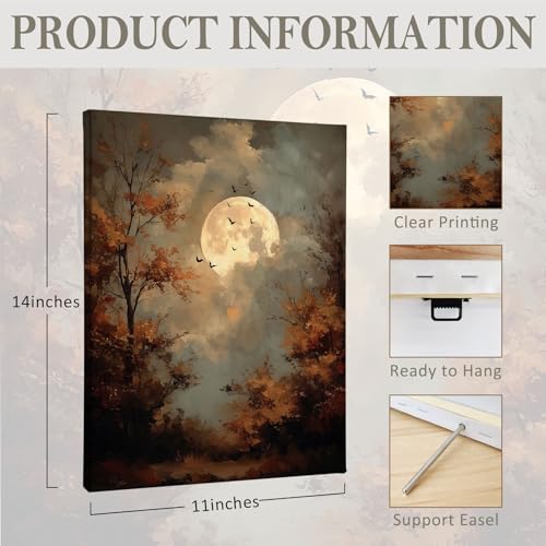 Halloween Spooky Full Moon Forest Wall Art Canvas - 11x14 Variation B