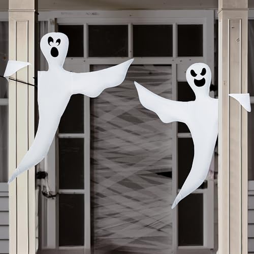 Cute Ghost Halloween Tree Wrap Decor - 2 Pcs Flying Ghosts for Outdoors & Yard