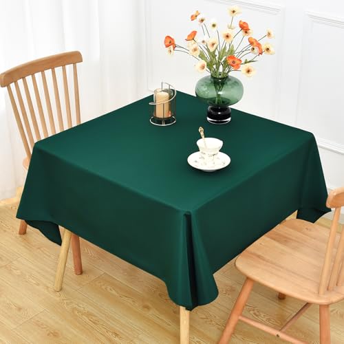 Green Square Tablecloth 70x70 Inch - Washable Christmas Table Cover - NEWISHER