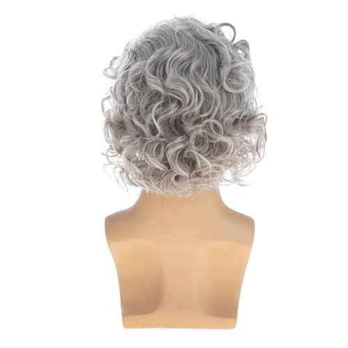Mens Short Curly Grey Cosplay Wig for Halloween & Party