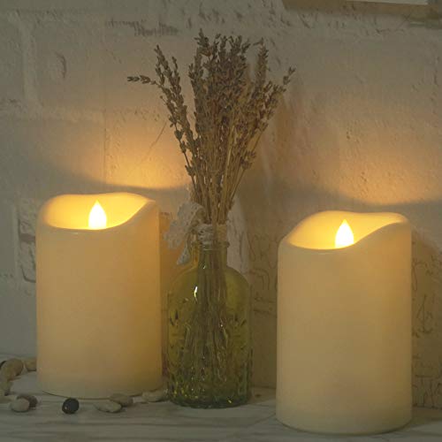 Cream White Outdoor Flameless LED Pillar Candles Set - 4x6 Inches with Timer, 2 Pack