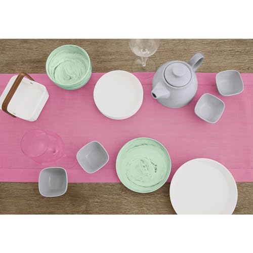 Flamingo Pink Linen Table Runner 14 x 60 Inches - Handcrafted European Flax