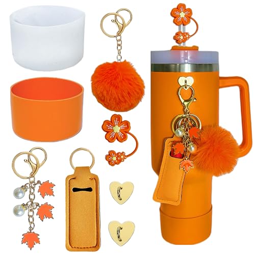 Orange Silicone Cup Boot Covers for Stanley Quencher 30oz 40oz Tumbler & Accessories