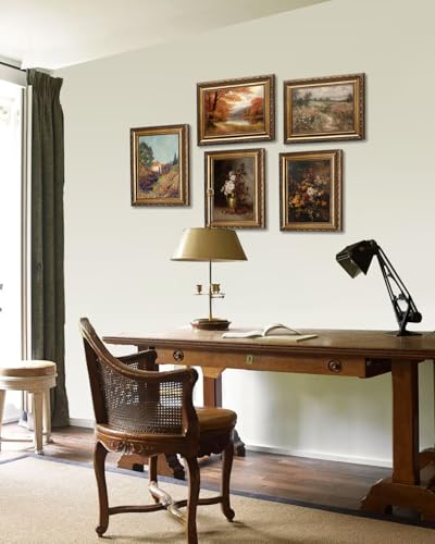 Fall Landscape Wall Art with Gold Frame – Autumn Moody Scenery Canvas Print 16 x 12 inches
