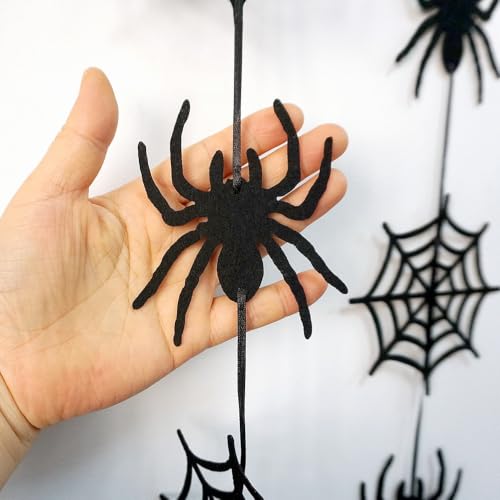 Halloween Felt Spider Web Garland Set - 7 Pack Hanging Spider Decorations
