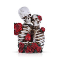 Skeleton Couple Figurines Halloween Day of the Dead Decor Gothic Valentine Statue - White & Red