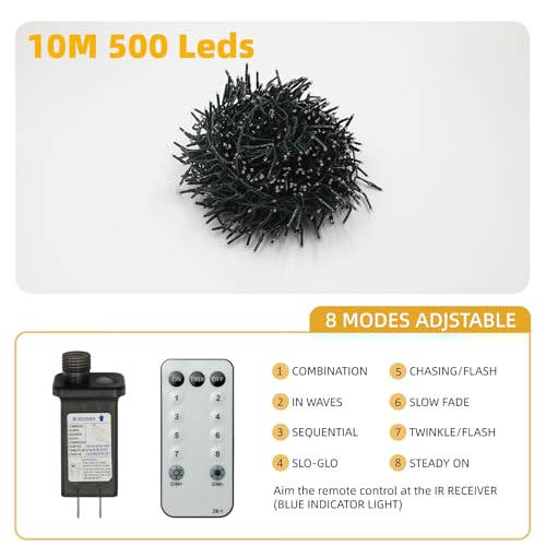 Multicolor 500 LEDs Christmas Cluster Lights with Remote - 33ft Firecracker String Lights, 8 Modes Waterproof