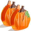 Pumpkin Napkin Holders - Ceramic Fall Table Decor, Set of 2 - Orange
