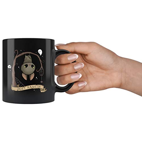 Halloween Hanging Bat Coffee Mug - Spooky Cute Ceramic Cup for Hot & Cold Beverages