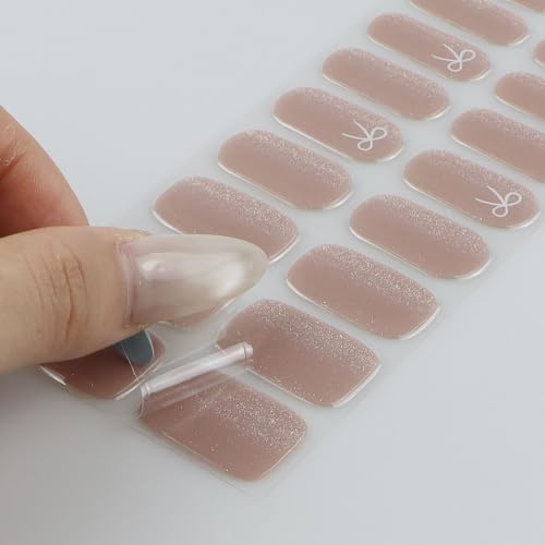 Semi Cured Gel Nail Strips with Cat Eye Design - Long-lasting Nail Art Wraps