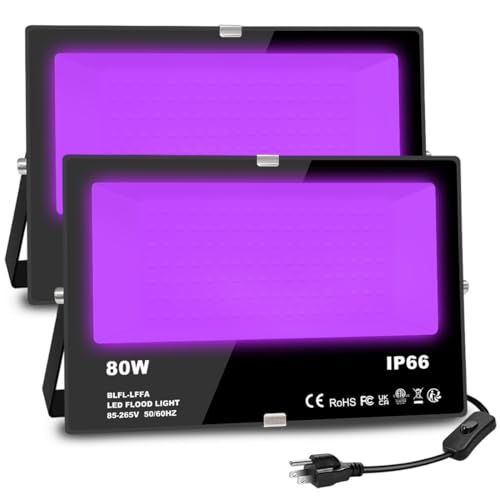 Black Light Flood Light 80W Outdoor UV LED for Glow Party, Halloween, Stage, Aquarium - Variation 2