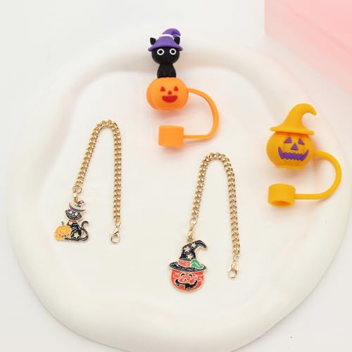 Halloween Series 2 4-Pack Stanley Tumbler Straw Covers & Charm Set - Customizable