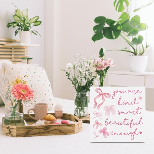 Pink Inspirational Affirmation Wooden Sign for Dorm Room - Pink-2