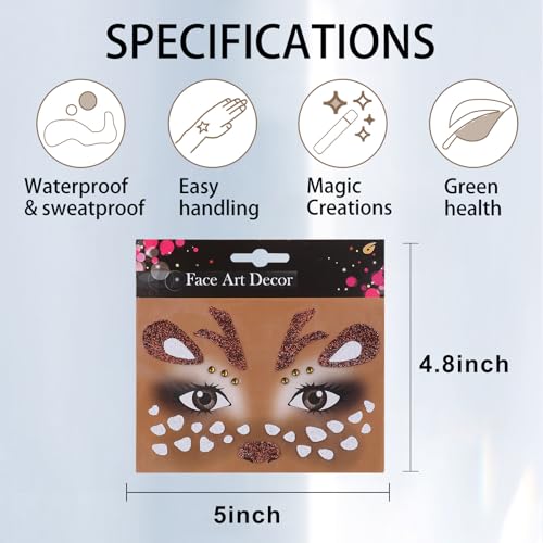 Deer Face Stickers Christmas Deer Face Gem Stickers - Variation A