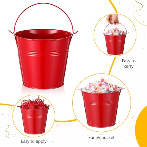 Hero Themed Party Table Decorations Mini Buckets with Raffia Set
