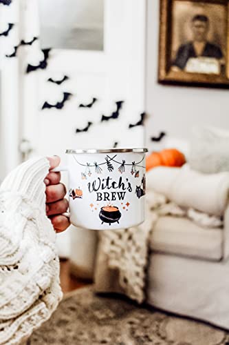 Loftipop 12oz Halloween Fall Enamel Campfire Mug - Witch's Brew Outdoor Coffee Cup