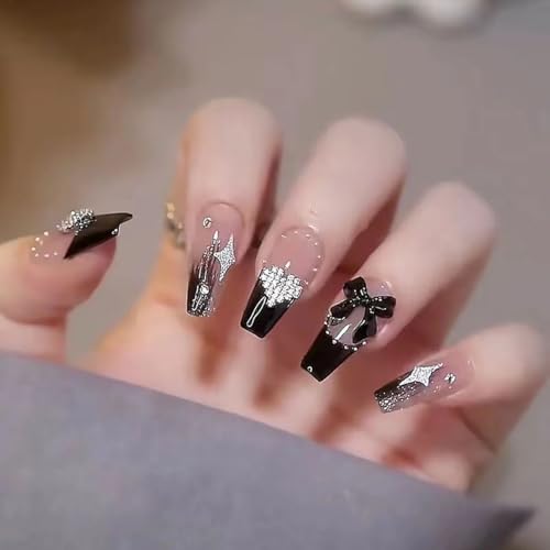 Black 3D Bow Nail Charms - 100 Pcs Resin Nail Art Decorations for Manicure & Crafts