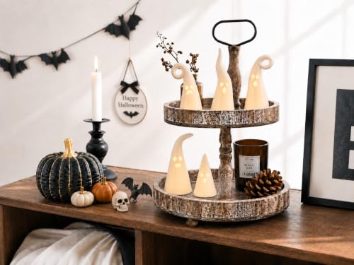 Ceramic Ghost Light Set - Halloween Decor with LED Lights, 5 Pieces