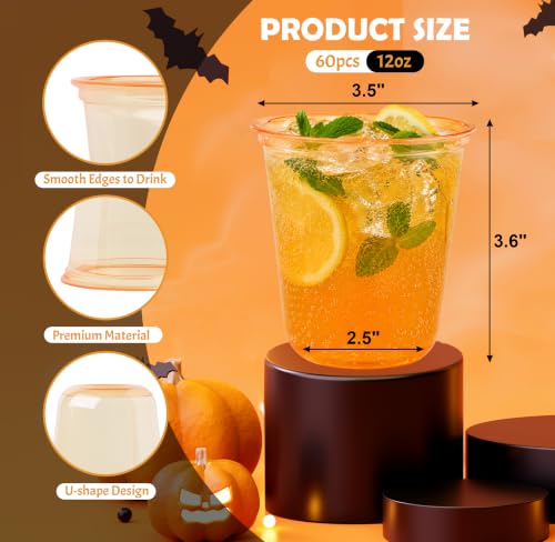 60 Pack 12oz Disposable Plastic Wine Glasses - Bright Orange
