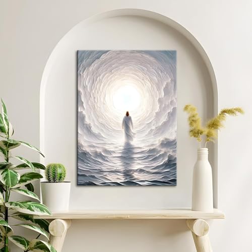 Jesus Wall Art Canvas - Walking on Water Biblical Religious Decor 12x16in - Variation: Canvas1