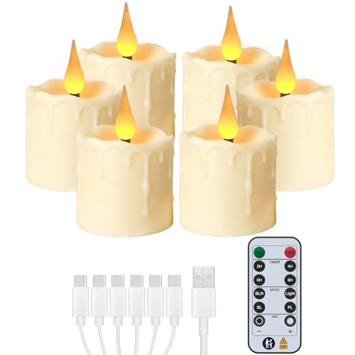 Rechargeable Flameless Candles Set - Dimmable LED Tea Lights with Timer for Home Holiday Decor