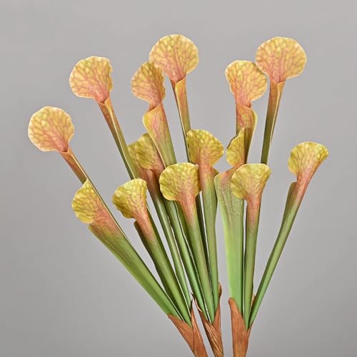Artificial Carnivorous Pitcher Plant Set - 17.5 Inch Brown Faux Plants for Home & Wedding Decor