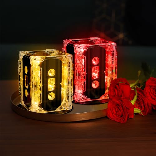 80s Party Decorations Cassette Tape Centerpieces Set with LED Lights