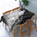 Marble Texture Rectangle Tablecloth 54x72 Inch Waterproof & Washable - Black & White US