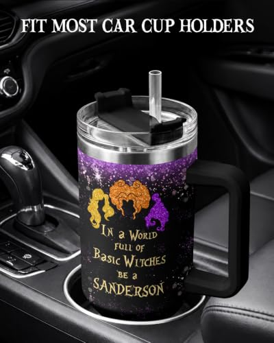 Three Witches 2 Glitter Tumbler with Handle - Halloween Spooky Lover Gift 40oz