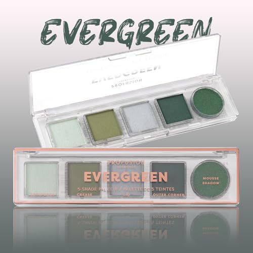 Mini Eyeshadow Palette - 5 Neutral Matte & Shimmer Shades, Vegan Cruelty-Free, Evergreen / 0.25 Ounce