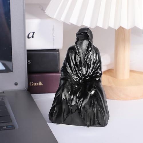 Witch Hand Carved Black Obsidian Crystal Resin Statue - Halloween Decor