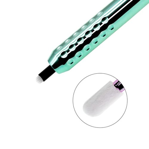 PACK OF 10 - Mellie Microblading Disposable Microblading Pen with Pigment Sponge Disposable Tool For Creating Eyebrows Microblading Supplies (Rainbow, U18 .18mm)