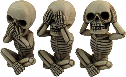 Mini Skeleton Figurine Set for Halloween Gothic Home Decor Office Desk Decorations - 4 Inches, Set of 3