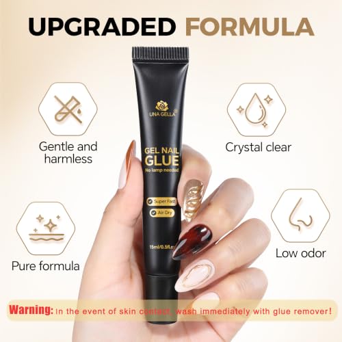 Strong Nail Gel Glue for Press-Ons, No UV, 15g Pair - Long-Lasting Adhesive