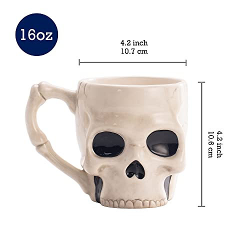 Halloween Skull Ceramic Mug 16oz - Spooky Skeleton Coffee Tea Hot Chocolate Cup