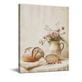 Rustic Bread and Flower Canvas Wall Art - Kitchen Decor, 8x10 Inches - Variation Bread-02