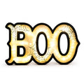 Light Up Halloween BOO Sign with Spiderweb Pattern - Wooden Indoor Decor