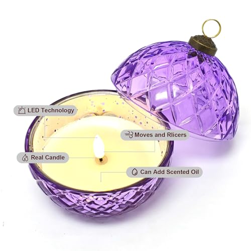 Purple Flameless LED Candles - Battery Operated Flickering Jar Lights for Holiday & Home Decor