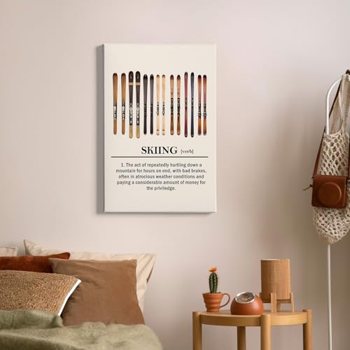 Ski Wall Art Canvas - Winter Skiing & Snowboard Decor for Home, 16x24 with Variation Ski 1