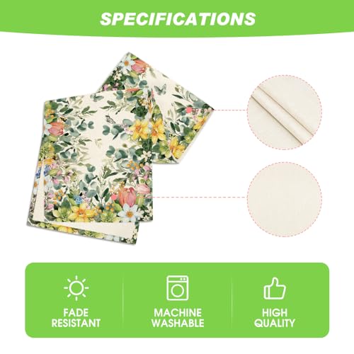 Spring Eucalyptus Table Runner 13x48 Inch - Green and Yellow Seasonal Decor