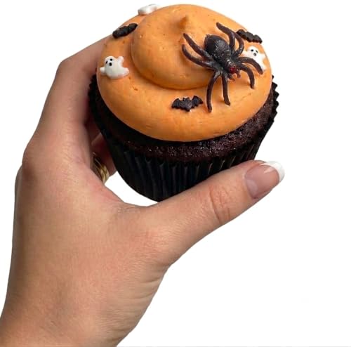 Halloween Spider Cupcake Toppers Pack 36 - Realistic Red Eye Plastic Decor