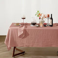 Pink Linen Tablecloth 60x84 Inches - Stone Washed Organic Fabric