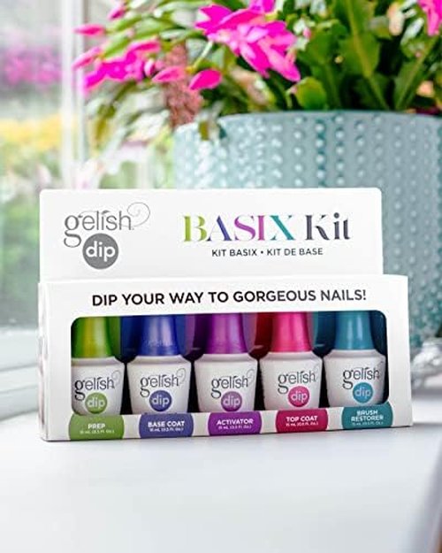 Gelish Dip Basix Kit - Odor-Free, Easy Application for Salon-Quality Dip Powder Nails at Home | No UV/LED Lamp Required