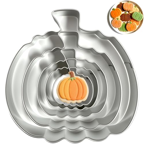 Pumpkin Cookie Cutters Set with 5 Sizes for Halloween & Thanksgiving Baking