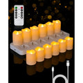 Rechargeable Flameless Votive Candles with Remote & Timer - 12 Pack