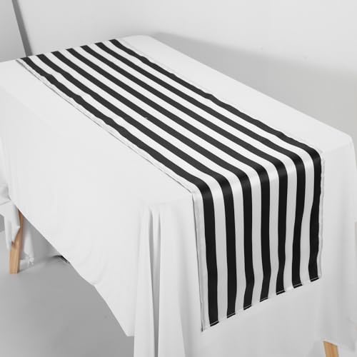 Modern Black and White Striped Chair Sash and Table Runner Set - Halloween & Event Decor