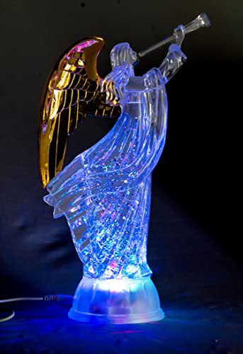 12-Inch LED Angel Trumpet Statue Decor - Christmas & Holiday Figurine with Lights
