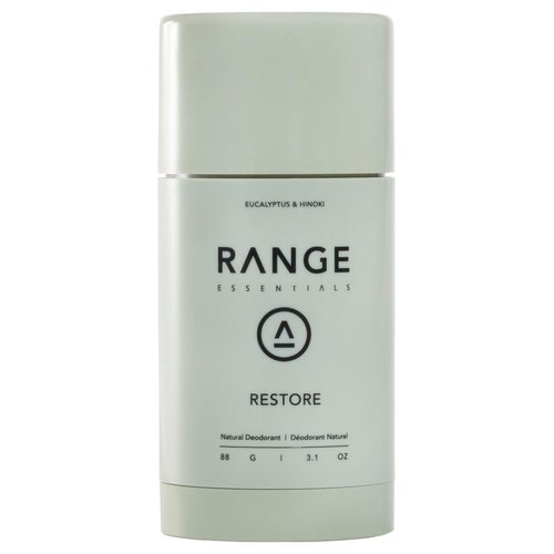 Range Essentials Restore Natural Deodorant - Eucalyptus Hinoki, Aluminum-Free, Extra Strength, Mini Travel Size (88g)