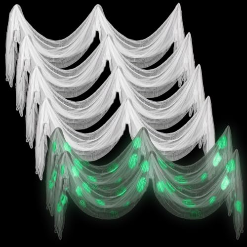 Glow in the Dark Creepy Cloth 6 Pack Halloween Decorations White & Green Glow