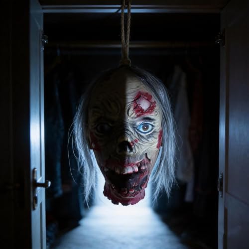 Hanging Bloody Latex Zombie Severed Head Halloween Decor Prop